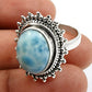 Gift For Her Natural Larimar Cocktail Ring 925 Sterling Silver R21