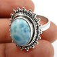Gift For Her Natural Larimar Cocktail Ring 925 Sterling Silver R21