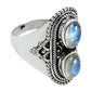 Natural Rainbow Moonstone Gemstone Cocktail Ring 925 Sterling Silver U22