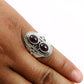 Natural Garnet Gemstone Statement Tribal Red Ring 925 Sterling Silver R1