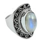 Natural Rainbow Moonstone Gemstone Solitaire Ring 925 Sterling Silver X22