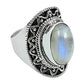 Natural Rainbow Moonstone Gemstone Solitaire Ring 925 Sterling Silver X22