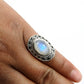 Natural Rainbow Moonstone Gemstone Solitaire Ring 925 Sterling Silver X22