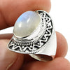 Natural Rainbow Moonstone Gemstone Solitaire Ring 925 Sterling Silver X22