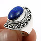 Gift For Woman 925 Silver Natural Lapis Lazuli Solitaire Ring E29