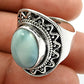 Gift For Her 925 Sterling Silver Natural Larimar Solitaire Boho Ring Z22