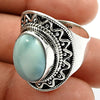 Gift For Her 925 Sterling Silver Natural Larimar Solitaire Boho Ring Z22