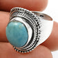 Gift For Women Natural Larimar Vintage 925 Silver Ring E23