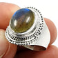Natural Labradorite Gemstone Statement Vintage Ring 925 Silver U1