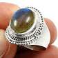Natural Labradorite Gemstone Statement Vintage Ring 925 Silver U1