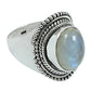 Gift For Her 925 Silver Natural Rainbow Moonstone Statement Ring T23
