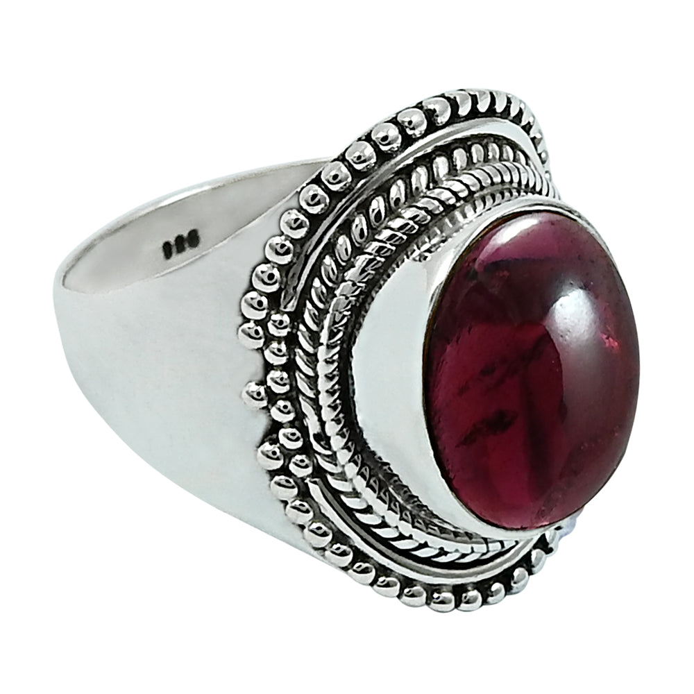 Gift For Woman 925 Silver Natural Garnet Cocktail Vintage Ring S1
