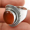 Gift For Her Natural Carnelian Cocktail Boho Ring 925 Silver H1