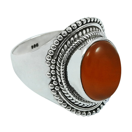 Gift For Her Natural Carnelian Cocktail Boho Ring 925 Silver H1