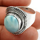 Gift For Women Natural Larimar Vintage 925 Silver Ring E23