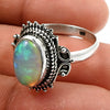 925 Sterling Silver Natural Opal Gemstone Ethnic Ring Size 8