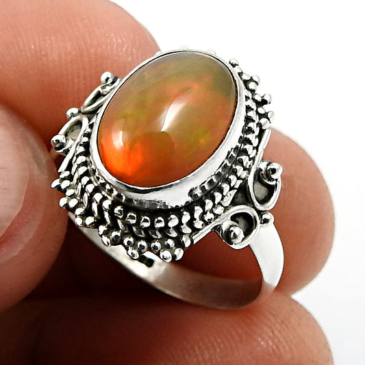 925 Sterling Silver Natural Opal Gemstone Trendy Ring Size 7