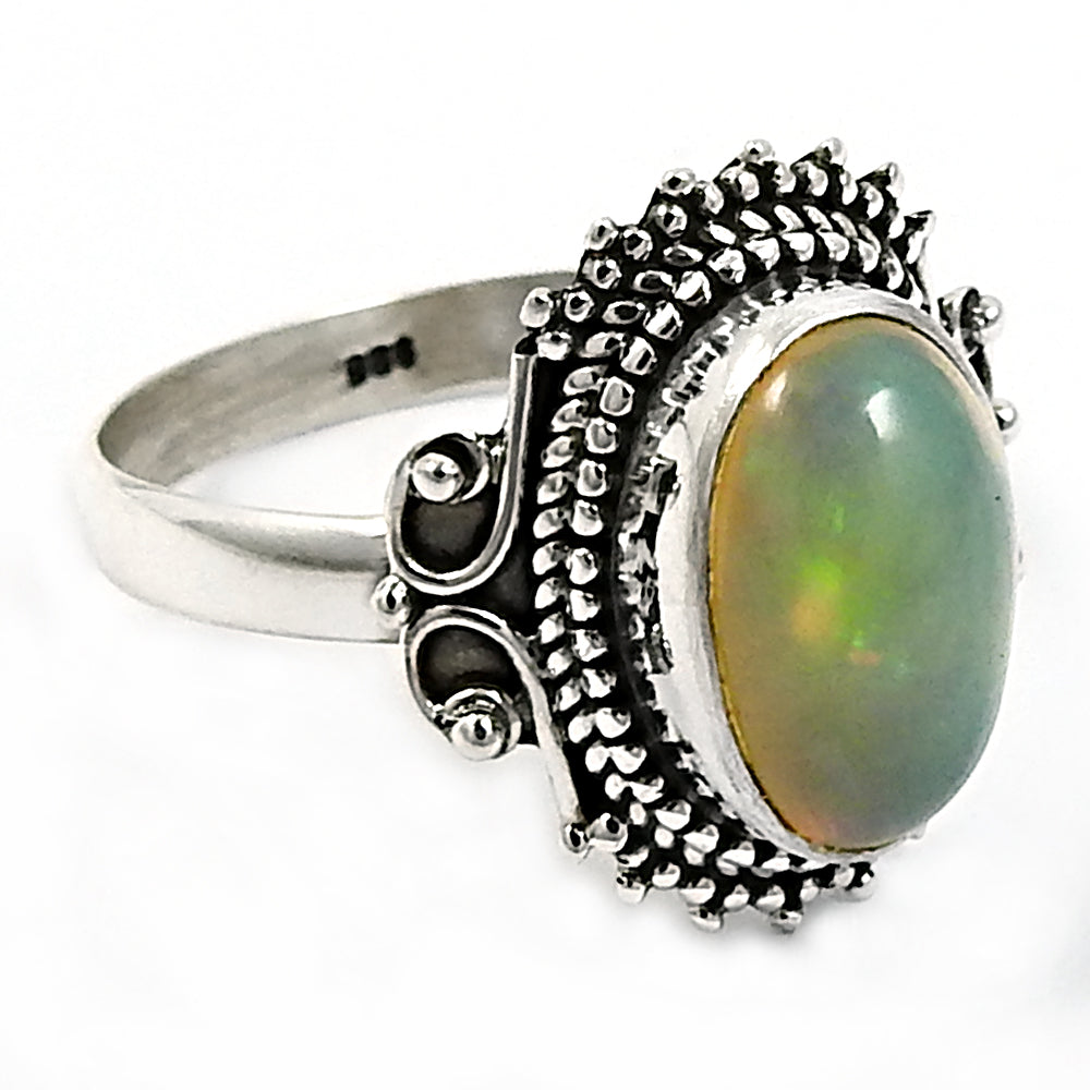 925 Sterling Silver Natural Opal Gemstone Stunning Ring Size 8