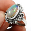 925 Sterling Silver Natural Opal Gemstone Handmade Ring Size 7