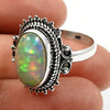 925 Sterling Silver Natural Opal Gemstone Ethnic Ring Size 9