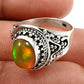 925 Sterling Silver Natural Opal Gemstone Handmade Ring Size 6