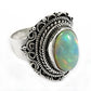 Solid 925 Sterling Silver Natural Opal Gemstone Handmade Ring Size 6