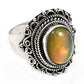 Solid 925 Sterling Silver Natural Opal Gemstone Stunning Ring Size 9