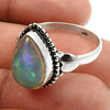 Solid 925 Sterling Silver Natural Opal Gemstone Proposal Ring Size 9