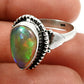 Real 925 Sterling Silver Natural Opal Gemstone Proposal Ring Size 6
