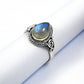 Natural Rainbow Moonstone Cocktail Ring 925 Silver Gift For Women Girls