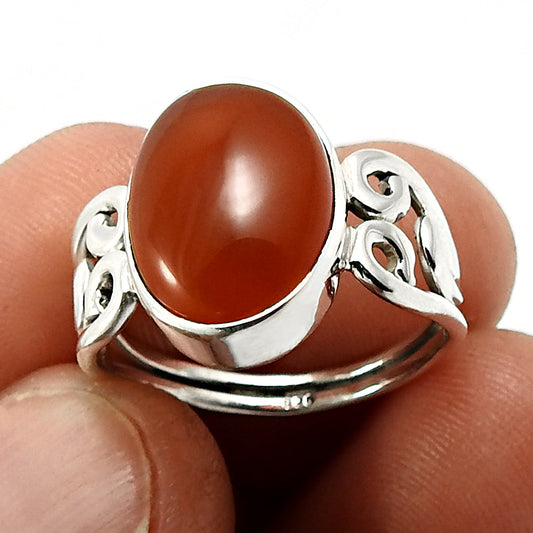 Gift For Her 925 Silver Natural Carnelian Gemstone Charming Handmade Ring