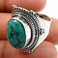Women Gift Solid 925 Silver Natural Turquoise Elegant Statement Ring D7