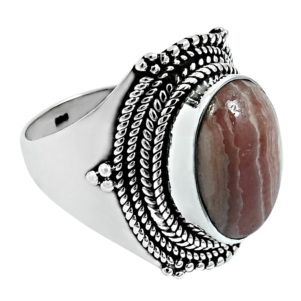 Gift For Her 925 Sterling Silver Natural Rhodochrosite Cocktail Ring R25