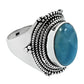 Natural Blue Ocean Larimar 925 Silver Luxury Cocktail Ring Gift For Her