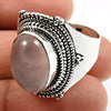 Gift For Woman 925 Silver Wholesale Jewelry Natural Rose Quartz Ring U7
