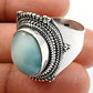 Natural Blue Ocean Larimar 925 Silver Luxury Cocktail Ring Gift For Her