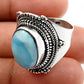Natural Blue Ocean Larimar 925 Silver Luxury Cocktail Ring Gift For Her