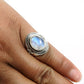 Sterling Silver Natural Rainbow Moonstone Tribal Statement Wedding New Ring