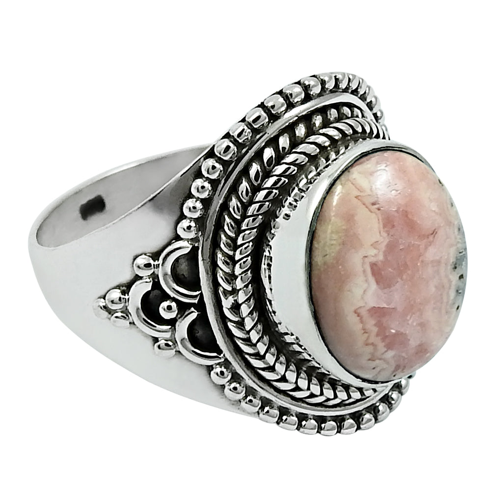 Gift For Her Natural Rhodochrosite Statement Ring 925 Sterling Silver S25
