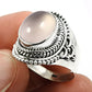 Rose Quartz Gemstone Vintage Statement Mother Ring 925 Sterling Silver