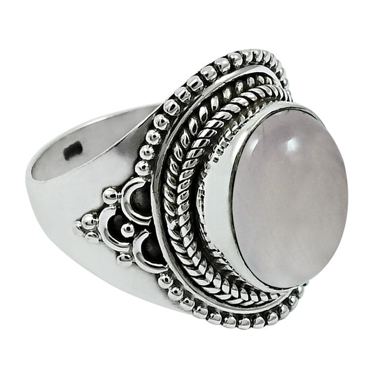 Rose Quartz Gemstone Vintage Statement Mother Ring 925 Sterling Silver