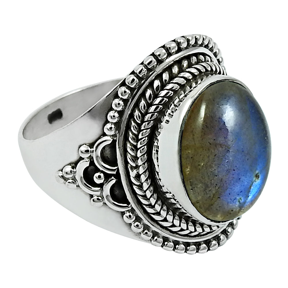 Natural Labradorite Gemstone Metaphysical Ring 925 Silver For Women P16