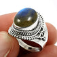 Natural Labradorite Gemstone Metaphysical Ring 925 Silver For Women P16