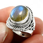 Natural Labradorite Gemstone Metaphysical Ring 925 Silver For Women P16