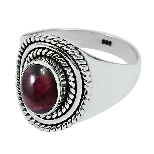 Natural Garnet Sterling Silver Cocktail Bohemian Best Friend Gift Ring
