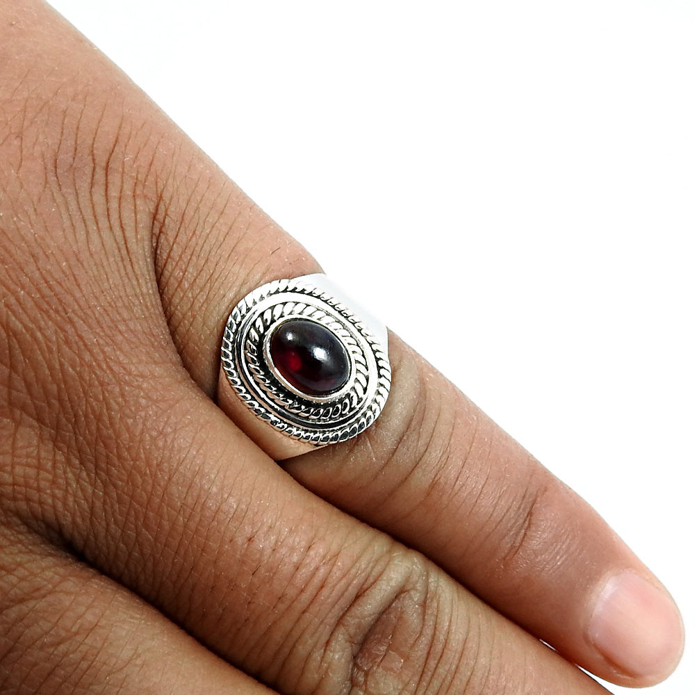 Natural Garnet Sterling Silver Cocktail Bohemian Best Friend Gift Ring
