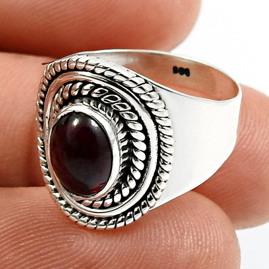 Natural Garnet Sterling Silver Cocktail Bohemian Best Friend Gift Ring