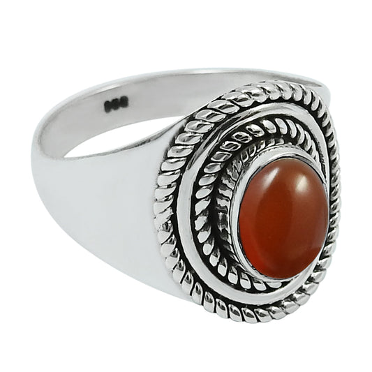 Natural Carnelian Mother Bohemian Bezel Statement Ring 925 Sterling Silver