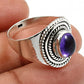 Natural Amethyst Gemstone Cocktail Boho Purple Ring 925 Silver C1