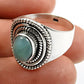 Oval Natural Larimar Tribal Friendship Day Solitaire Ring Sterling Silver